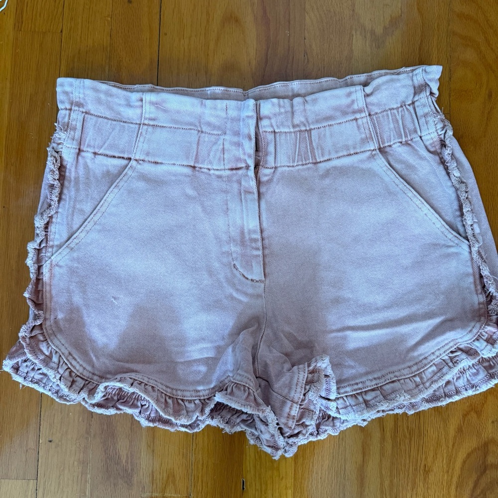 Dear John Blush Pink Ruffle-Hem High-Waist Shorts